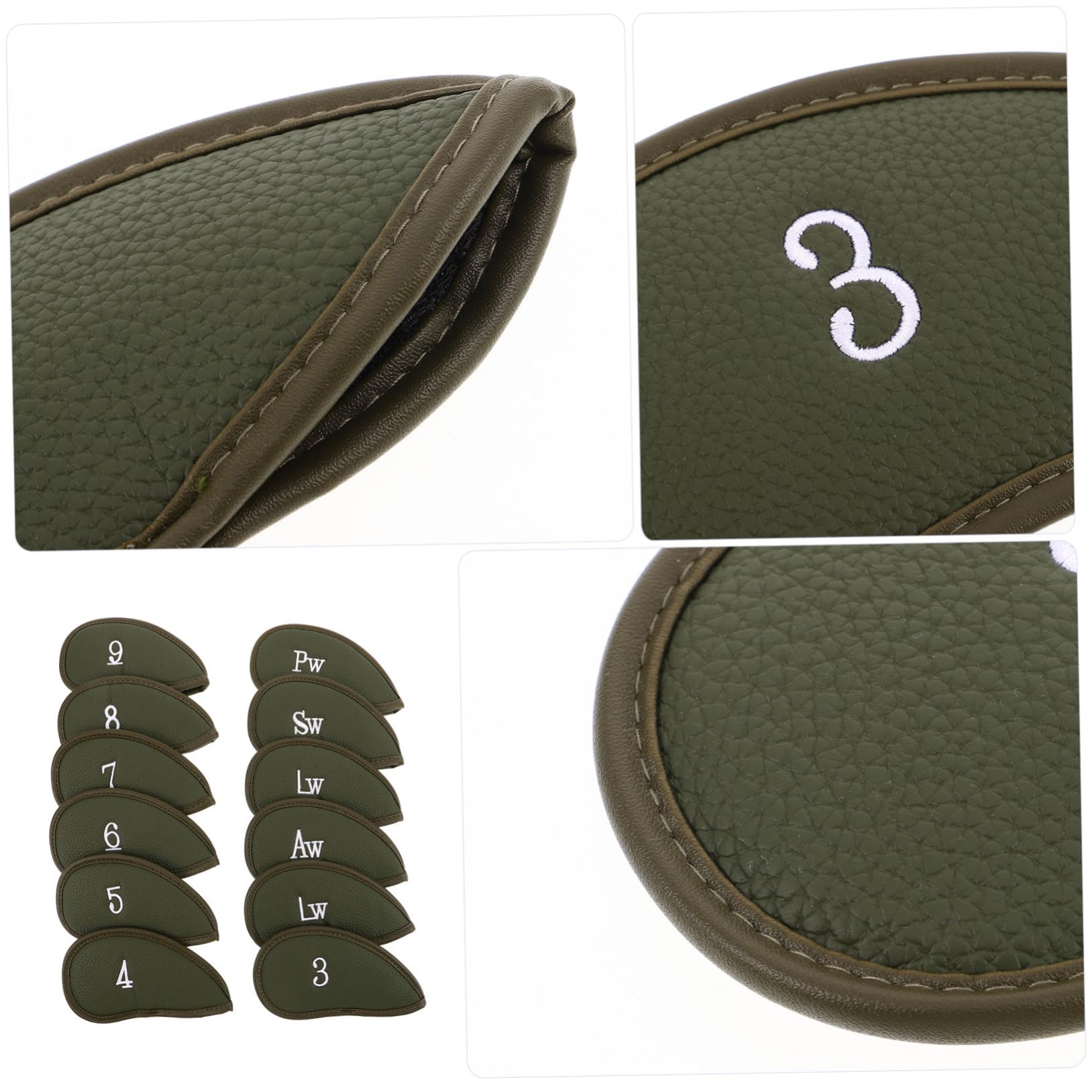 Fundas para Palos de Golf Numeradas 12 Piezas PU Verde Claro