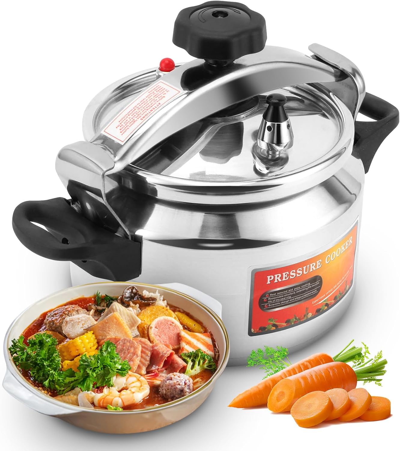 4L Pressure Cooker, Aluminum Alloy Cooking Explosion Proof Pressure Cooker Universally Suitable for Gas Stoves, Flat Top Stove
