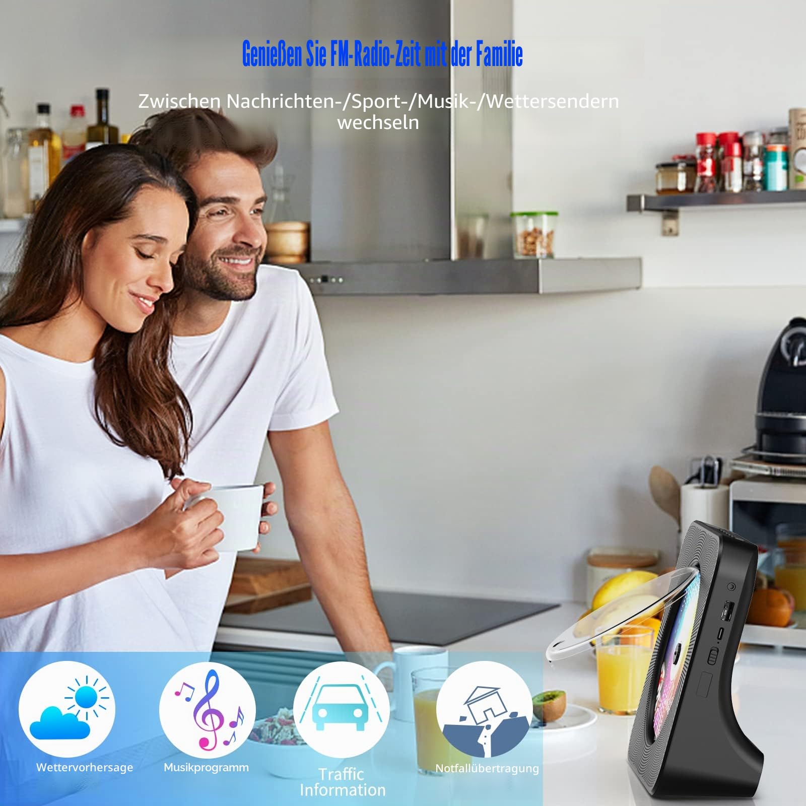 Gueray Tragbarer CD-Player, Bluetooth CD Kpop Player für Desktop mit HiFi-Sound-Lautsprecher, niedlicher FM-Radio-CD-Musik-Player für Zuhause mit Fernbedienung, Staubschutz, LED-Bildschirm