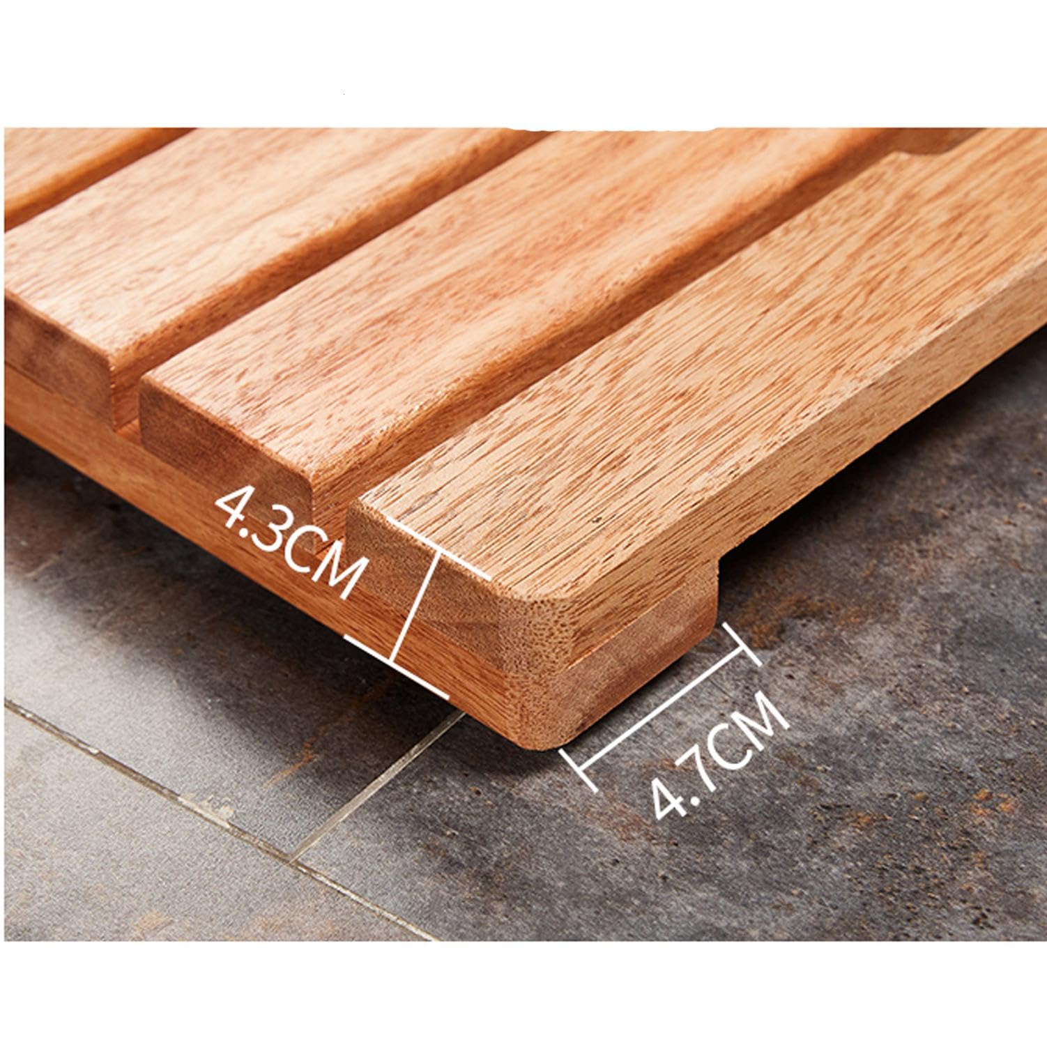Alfombrilla de ducha de bambú antideslizante impermeable – Alfombrilla de baño de madera natural para baño, cocina, dormitorio, bañera, inodoro, felpudo para mascotas, 50 x 80 cm