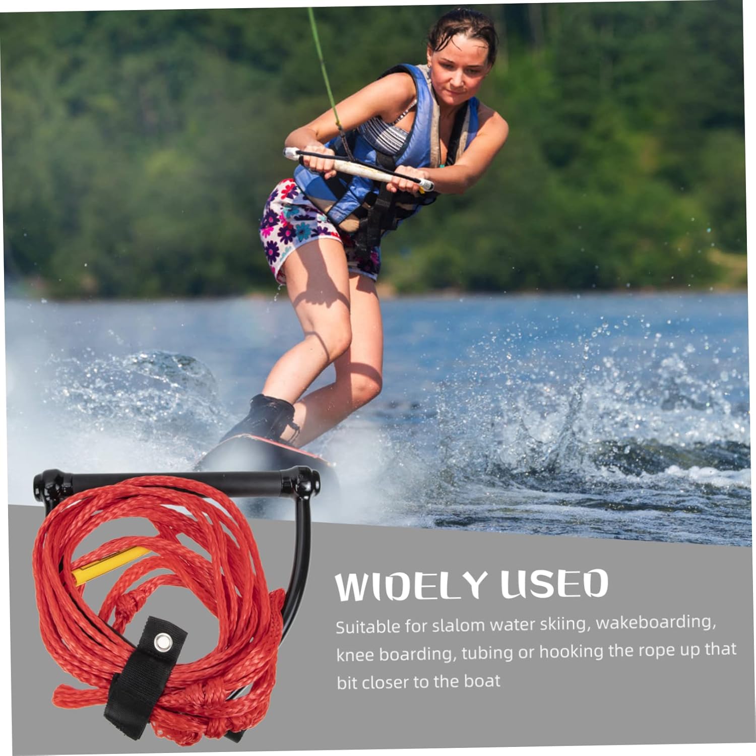 Durable Water Ski Rope with Comfortable Handle Kink Portable Wakeboard Strap for Skiing Wakeboarding Tubing and Watersports Lightweight and Compact for Outdoor Use