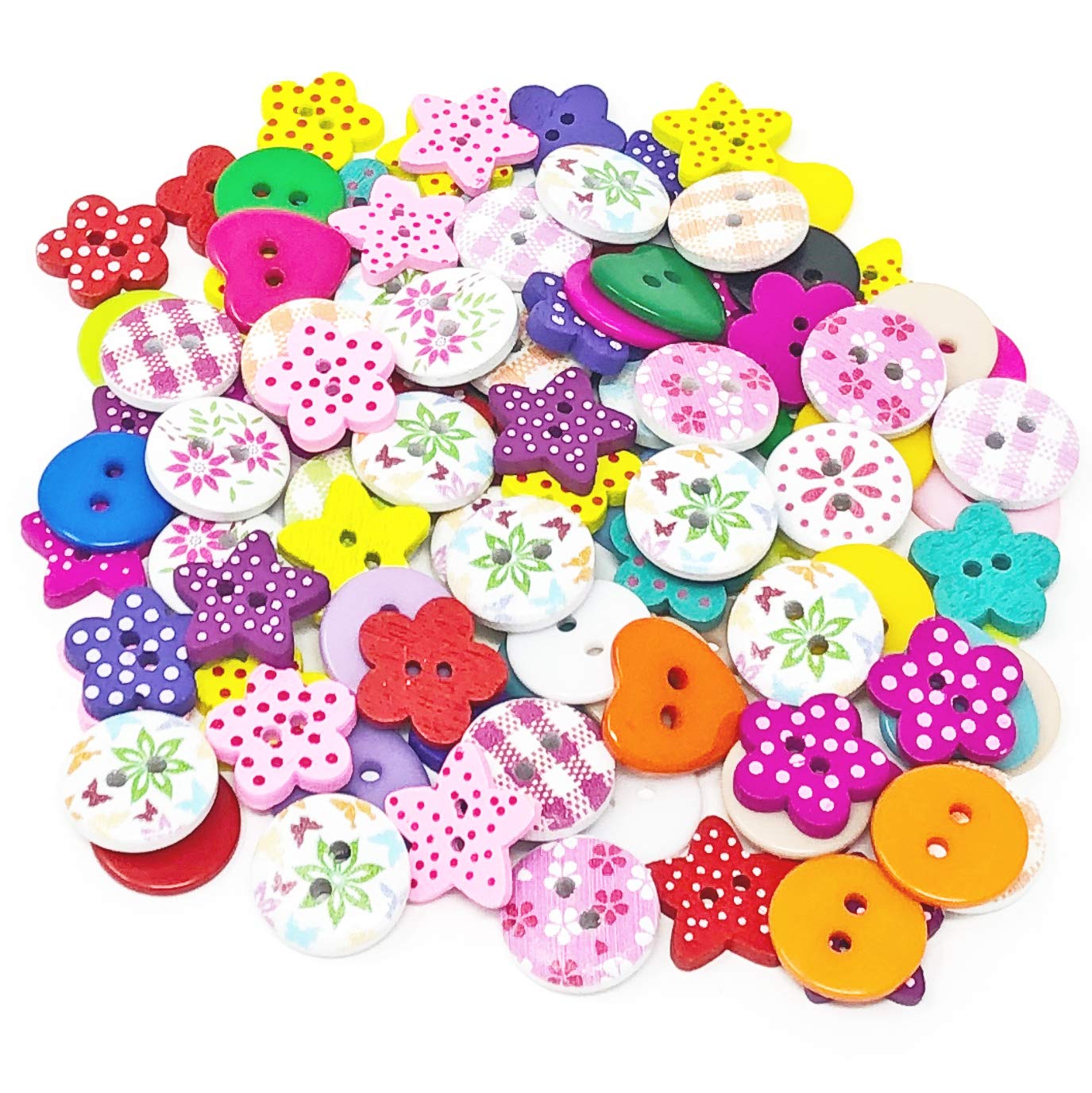 Wedding Touches 100Pcs Mix Wooden & Acrylic Buttons For Craft Cardmaking Embellishments