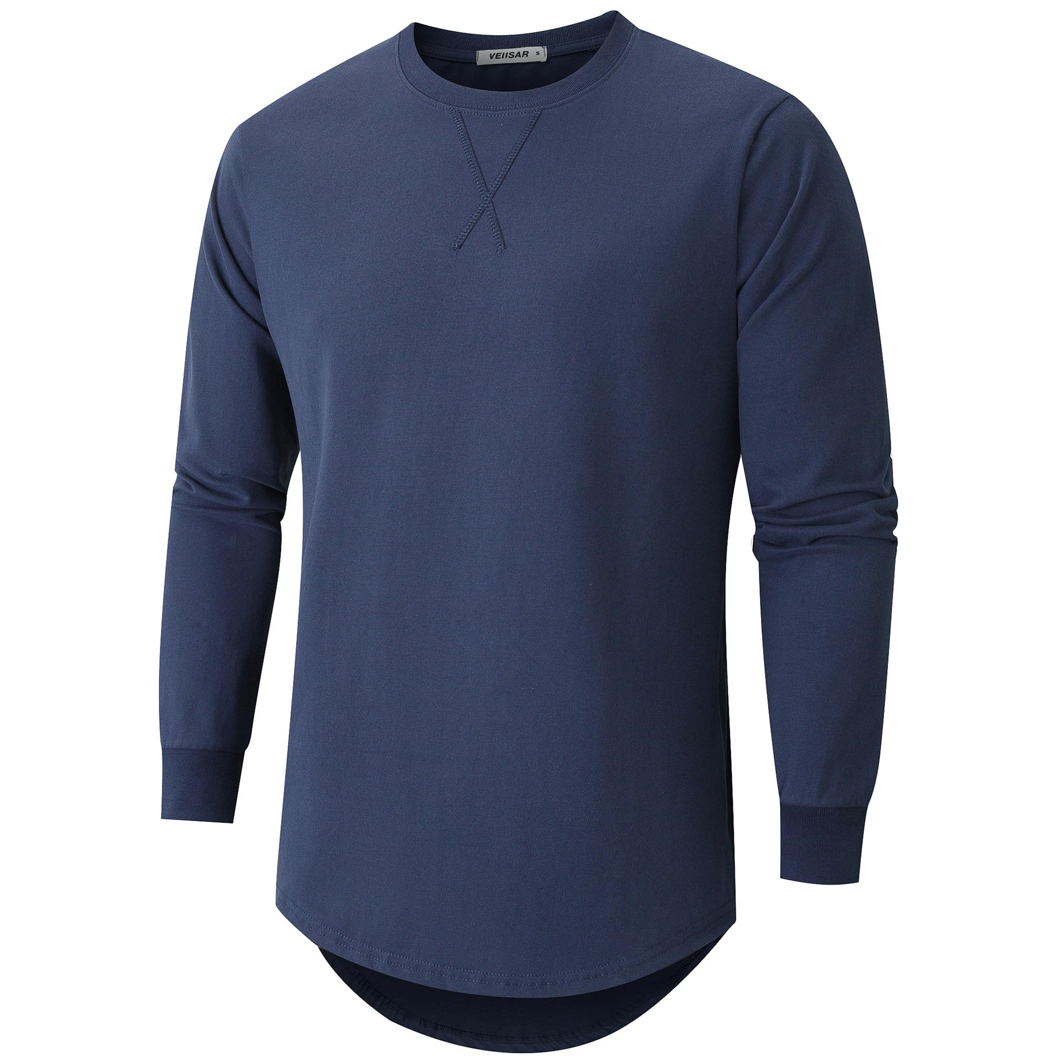 VEIISAR Herren Dickes Rundhalsmantel T-Shirt mit Herren 100 Baumwolle Heavy Duty Preshrunk Longline Shirt