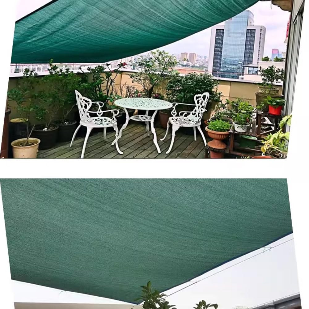 Red De Sombra Exterior, Malla De Sombreo Verde Oscuro, Tela De Sombreo con Ojales y cordón, Transpirable Vela de Sombra para Jardin Plantas(13X26ft/4X8m)