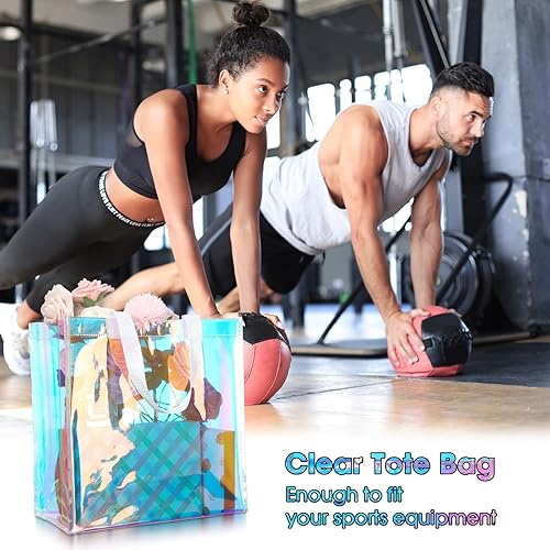 Vista 12 de 12 bolsas transparentes aprobadas para estadios a granel de 12 x 12 x 6 pulgadas, bolsa grande de plástico transparente con asas para deportes