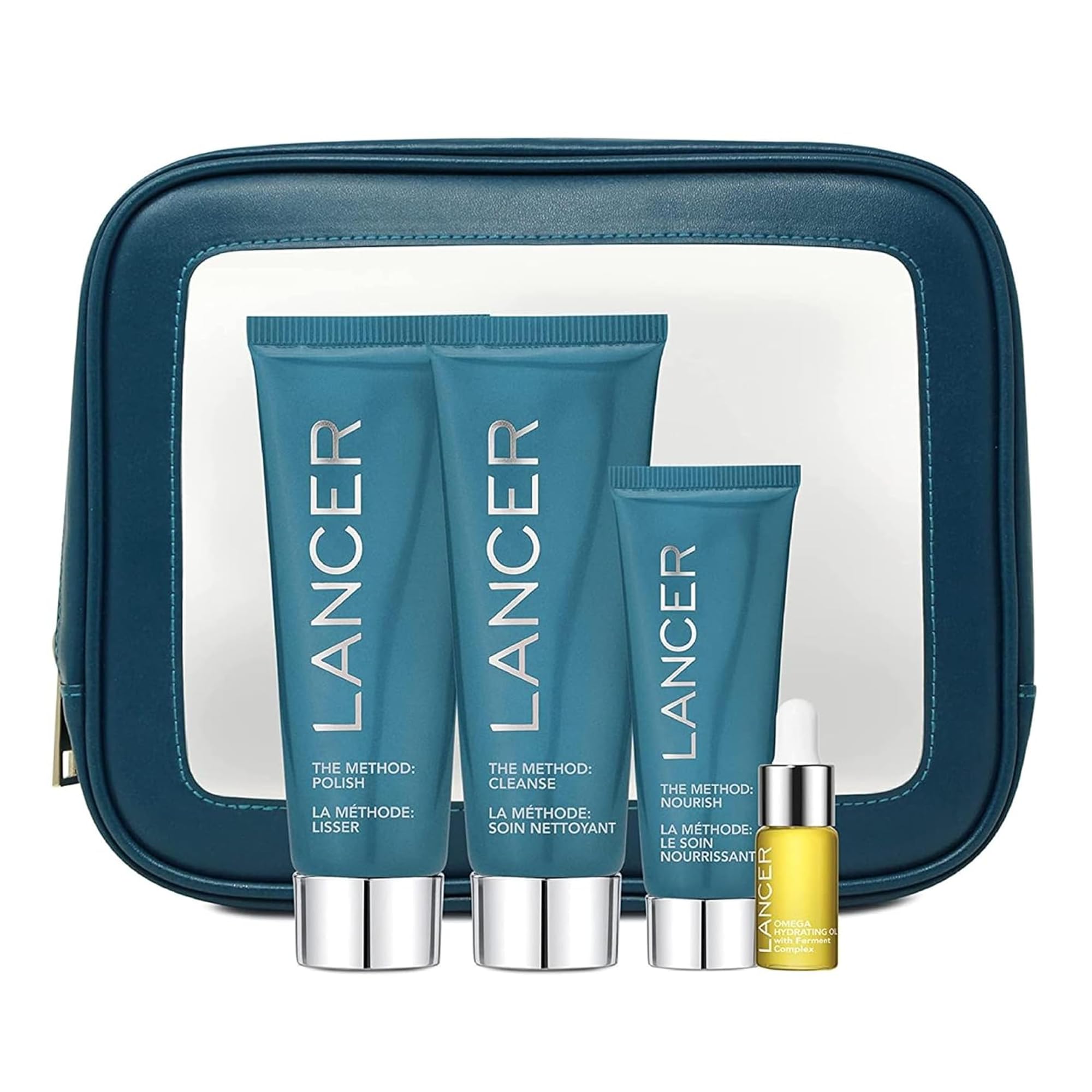 Lancer Skincare The Method Intro Kit, 3-Step Anti-Aging Facial Exfoliator, Cleanser, and Moisturizer Kit for Glowing Skin, Reveals Healthy-Looking Glowing Skin