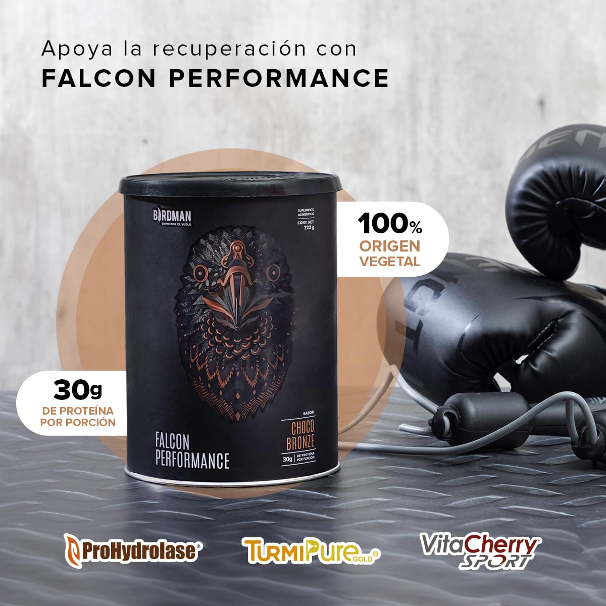 Birdman Falcon Performance Proteina Premium Alto Rendimiento En Polvo, 30gr proteina y 3gr Creatina por porción, Sin Inflamacion, Sin Acne, Sabor Golden Vanilla | 19 servicios |...