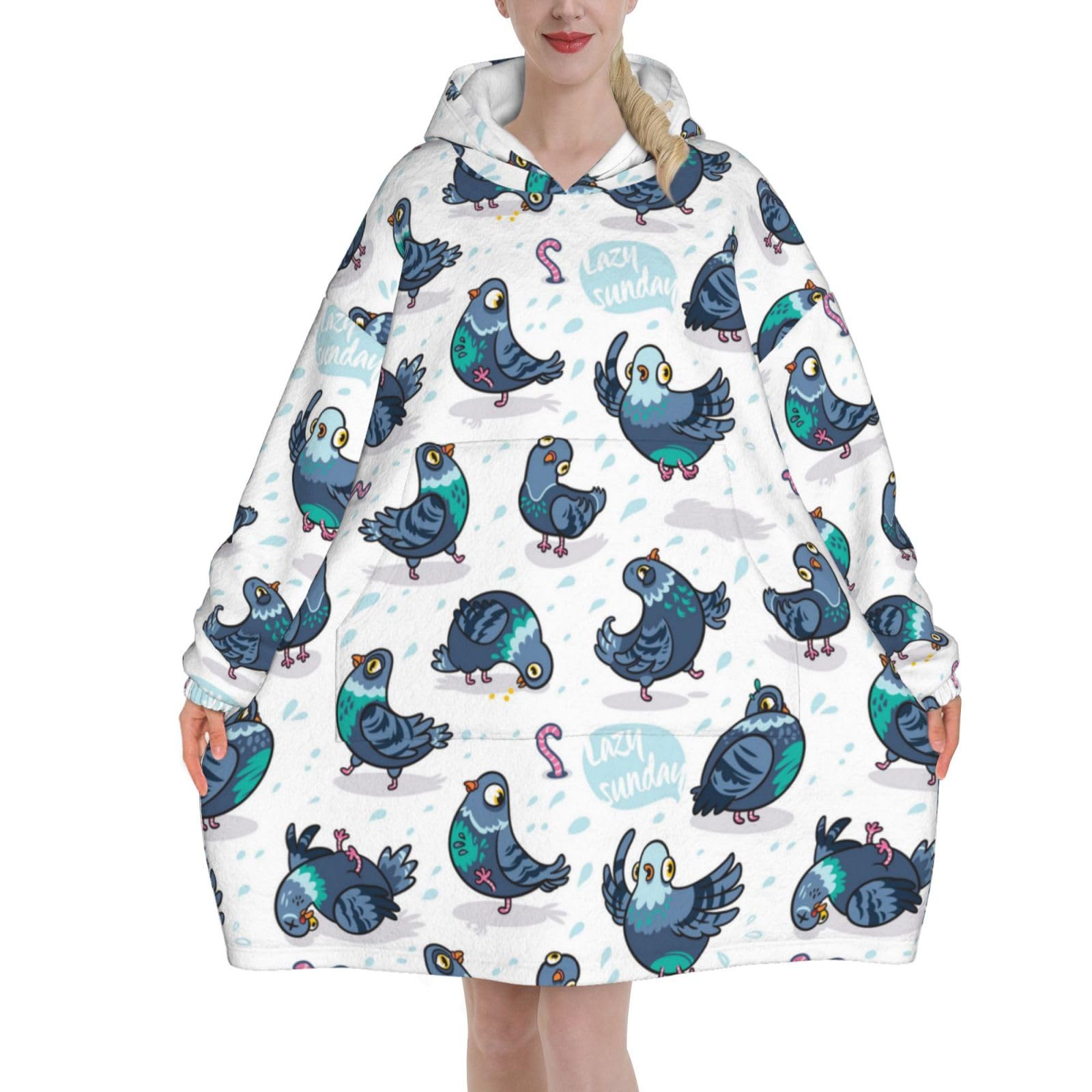 Peiyeety Unisex Funny Pigeons Blanket Hoodies For Women And Men Adult Oversize Wearable Blanket Hoodies For Soft And Warm
