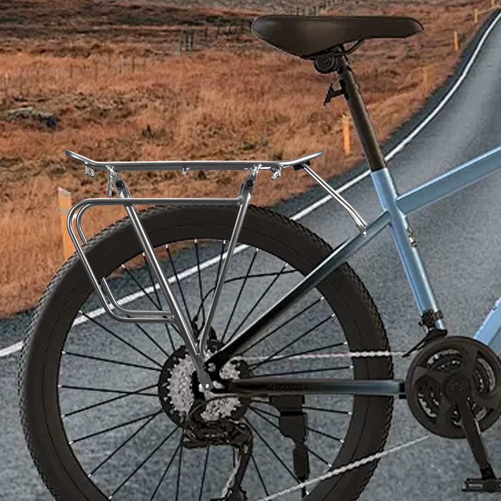 Portabiciclette, portabici | Portabici con schienale in metallo resistente | Supporto per attrezzatura per il trasporto turistico, accessori da ciclismo per lunghi viaggi su strada e attività