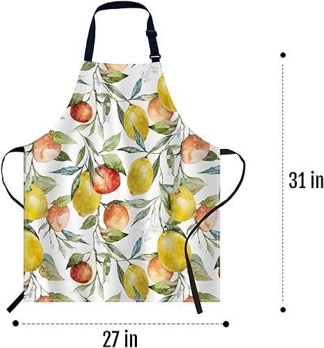 Miniatura 5 de oFloral Delantal de acuarela con patrón de limón, unisex, ajustable, delantal de chef de cocina, delantal para mujeres y hombres, para cocina en