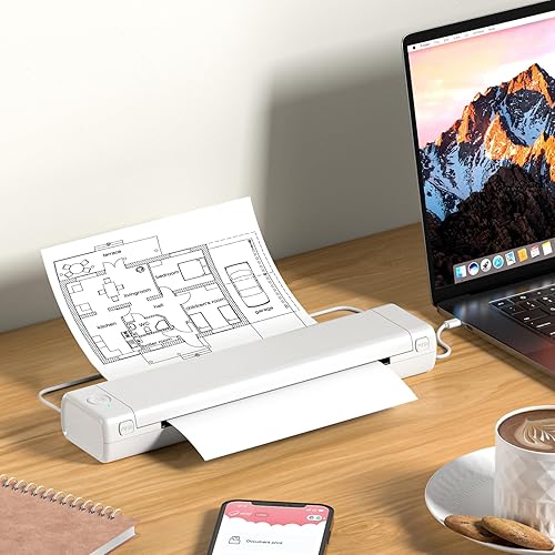 Miniatura 8 de Phomemo Impresora portátil inalámbrica para viajes, impresora Bluetooth sin tinta M08F solo soporta papel térmico de 8.5 x 11 pulgadas, impresora
