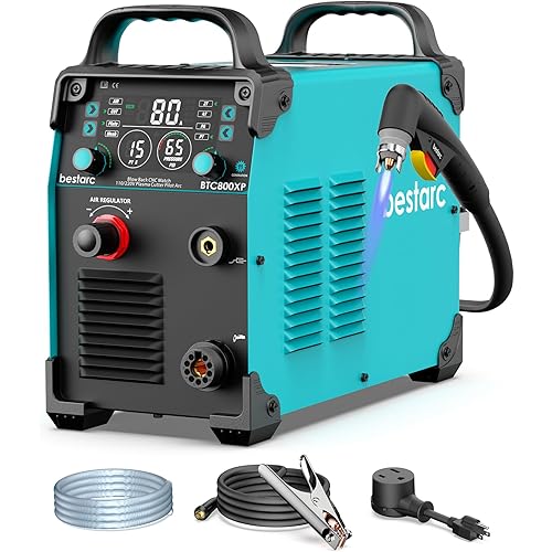 bestarc Plasma Cutter, [Blow Back Pilot Arc][Large LED][Air Sensor] 80Amp Non-HF CNC bestarc Plasma Cutter Machine 110V/220V Dual Voltage, 5/8" Clean Cut 1.57" Max Cut, PA/PT, 2T/4T for Beginners DIY