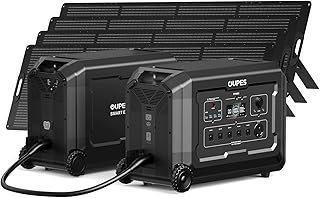 OUPES Mega 5 Portable Power Station 4000W, 10kWh Solar Generator with 4x240W Panels & B5 Extra Battery, Home Backup LiFePO4 for Home Power, Blackouts, RVs, Emergencies