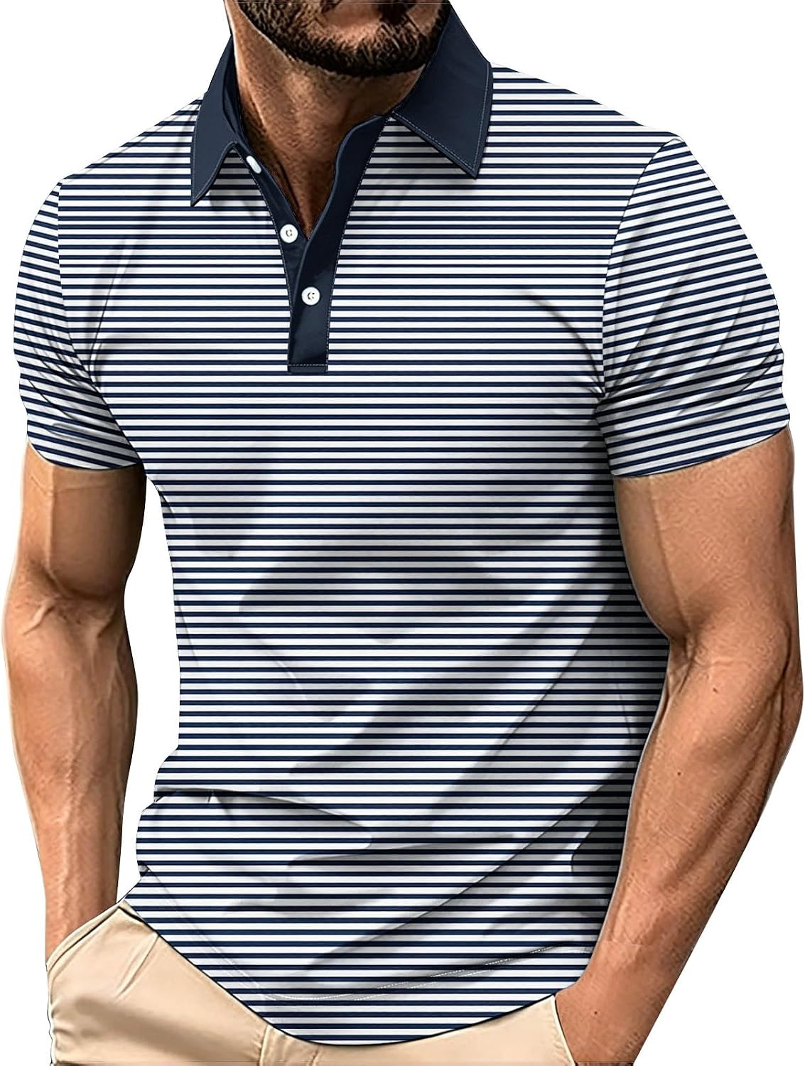 Casual Golf Shirts for Men:Fashion Button Down V-Neck Short Sleeve Tshirts Hiking Workout Blouses 2026 Summer