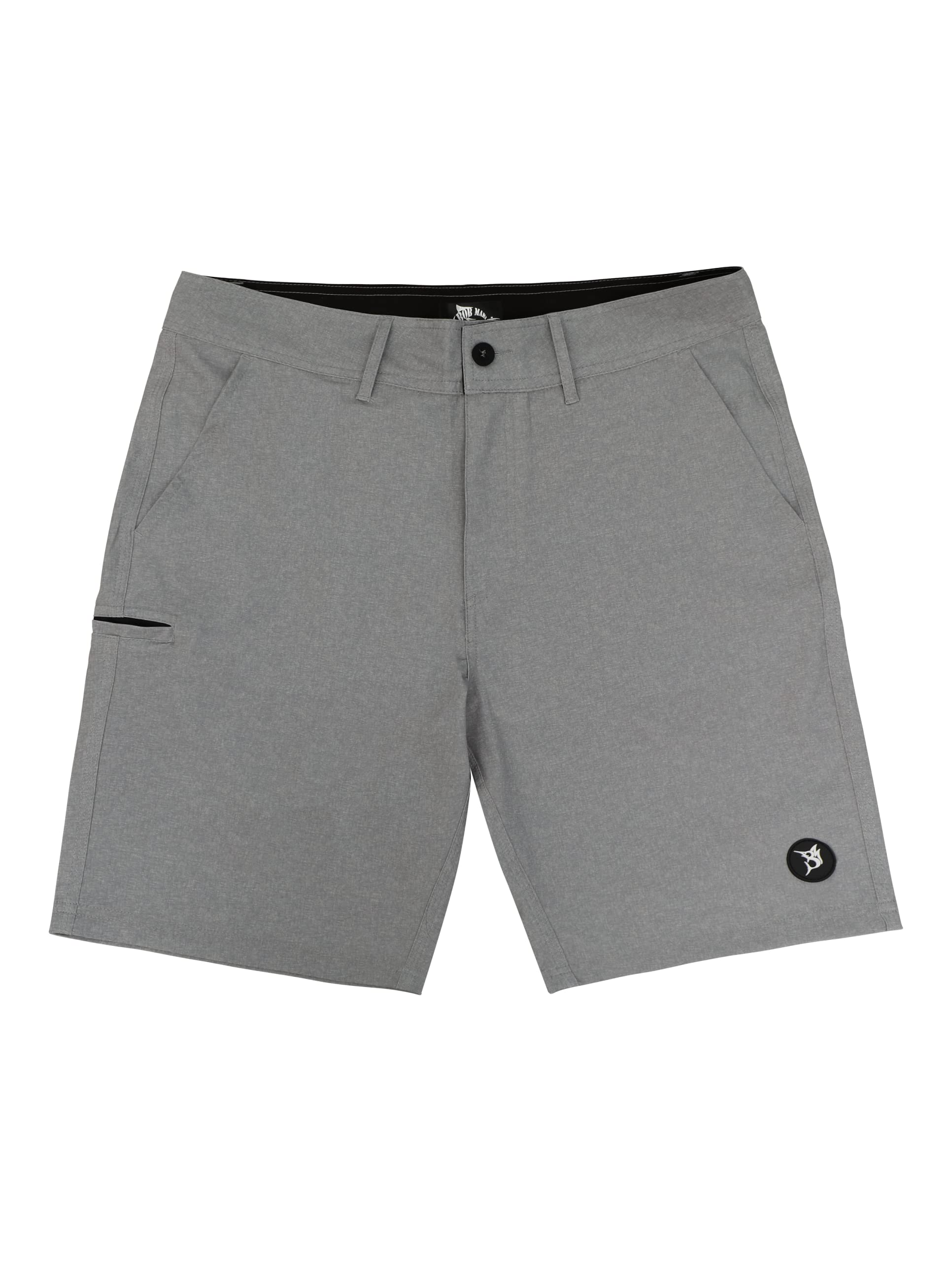 Bob Marlin Hybrid Men Shorts Recycled Polyester Water Stain Repellent Lightweight 5 Pocket 20Inch Outseam Flexibility Outdoor Sports Casual Gear Grey 30
