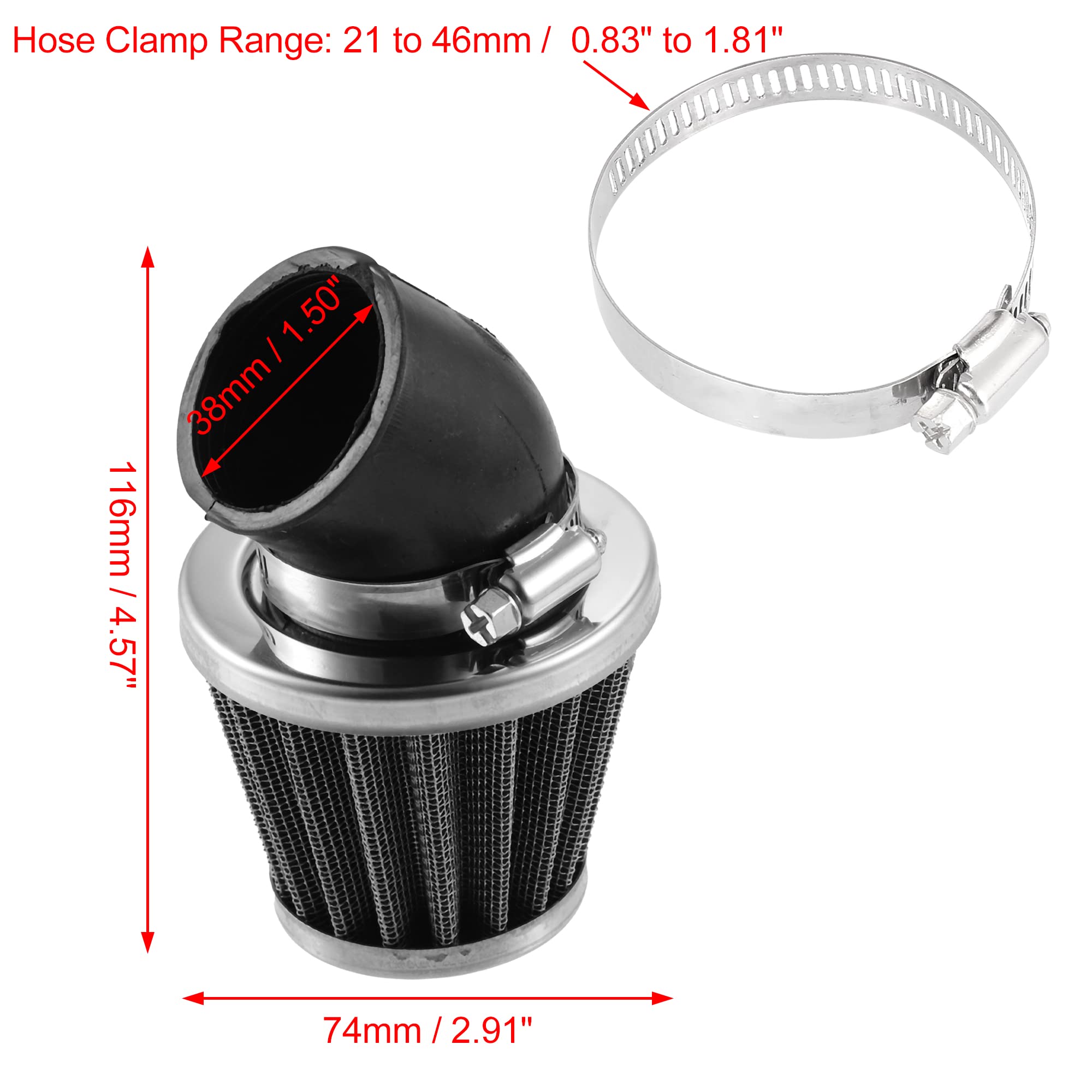 Pulitore filtro aria piegato 42mm/1.65 per moto 110-125cc Blu 2