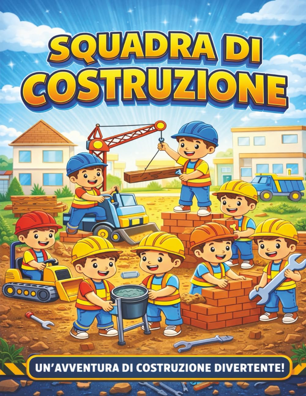 Squadra Costruzioni da Colorare: 50 Grandi Disegni Facili con Operai, Attrezzi e Mezzi da Cantiere | Libro da Colorare Creativo per Bambini Costruttori