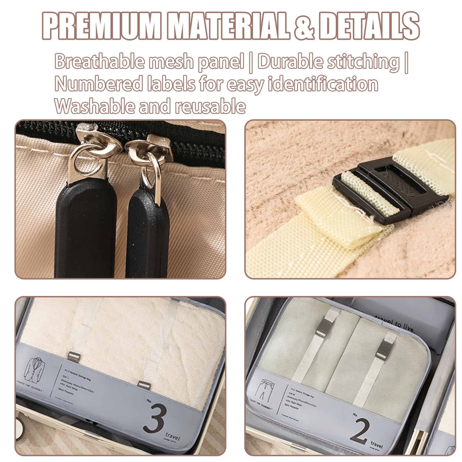Set di 7 cubi per valigie, organizer leggeri per bagagli, accessori da viaggio, organizer per valigie a compressione, set di borse e cubi da viaggio, per viaggi, borse da imballaggio per vestiti
