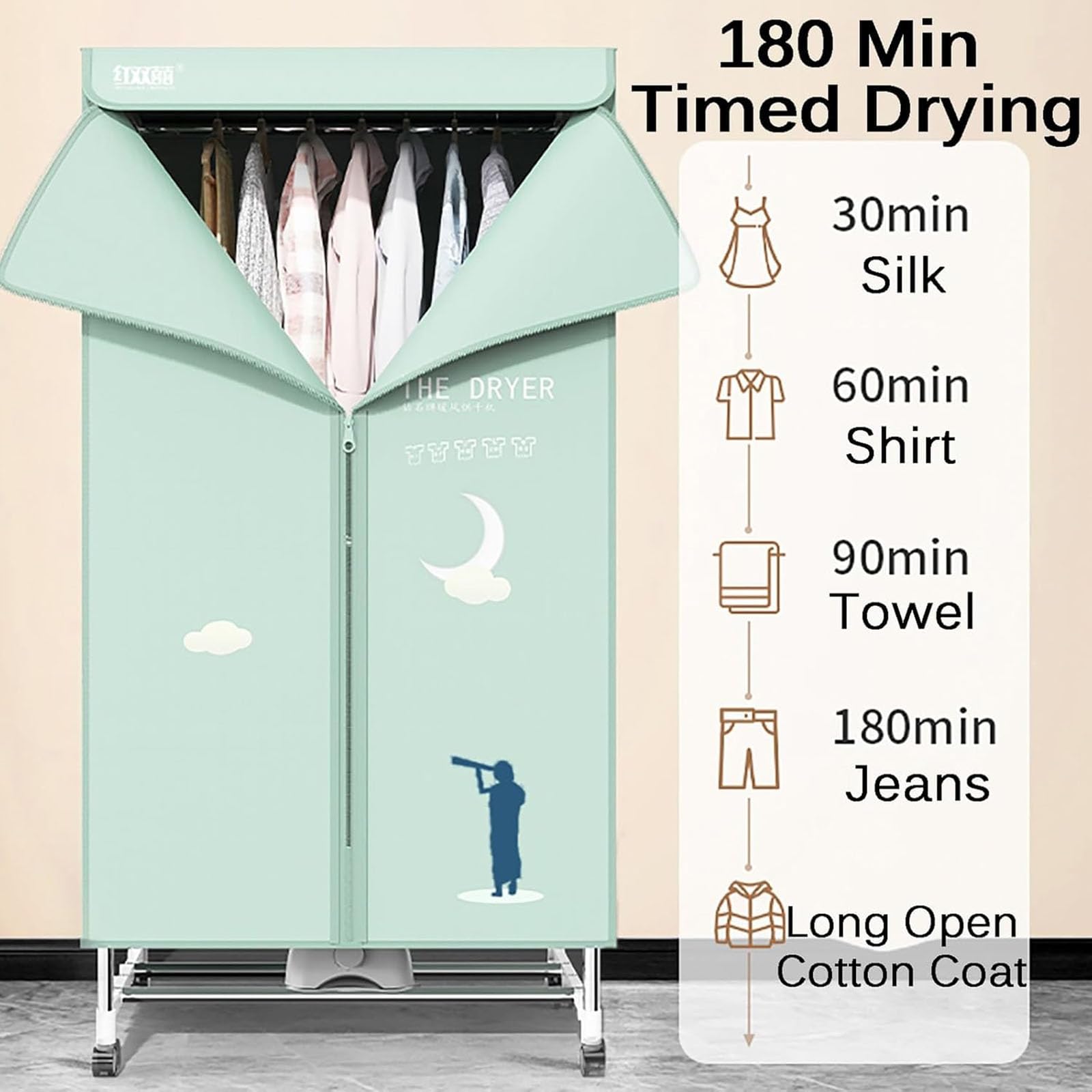Stendibiancheria Elettrico, Stendibiancheria Riscaldato Da 1800 W Con Timer 180 Minuti, Stendino Riscaldato Pieghevole a 2 Livelli Con Coperchio,stendibiancheria in Acciaio Inossidabile Per Interni