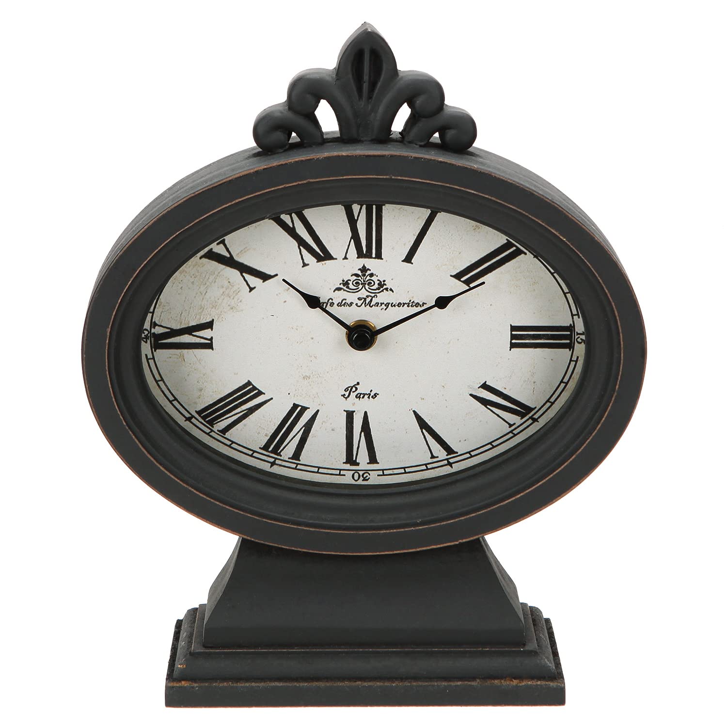 NIKKY HOME Mantle Clocks, Retro Desk Clock Silent-Non-Ticking Battery Operated Wooden Mantel Clock for Living Room, Bedroom, Shelf Decoration, Fireplace,Black