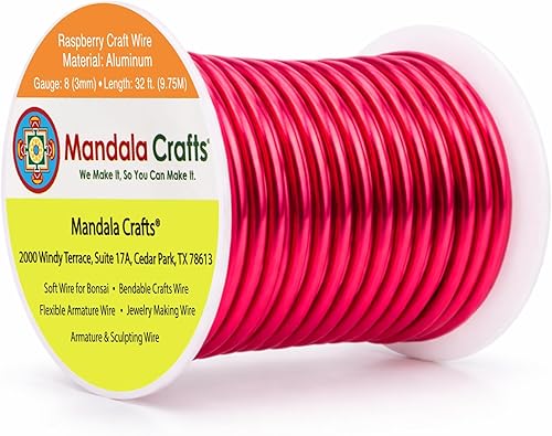 Vista 232 de Mandala Crafts - Alambre de aluminio anodizado de calibre 10 para manualidades de joyería - 32 pies de alambre flexible de cobre coloreado - Doble