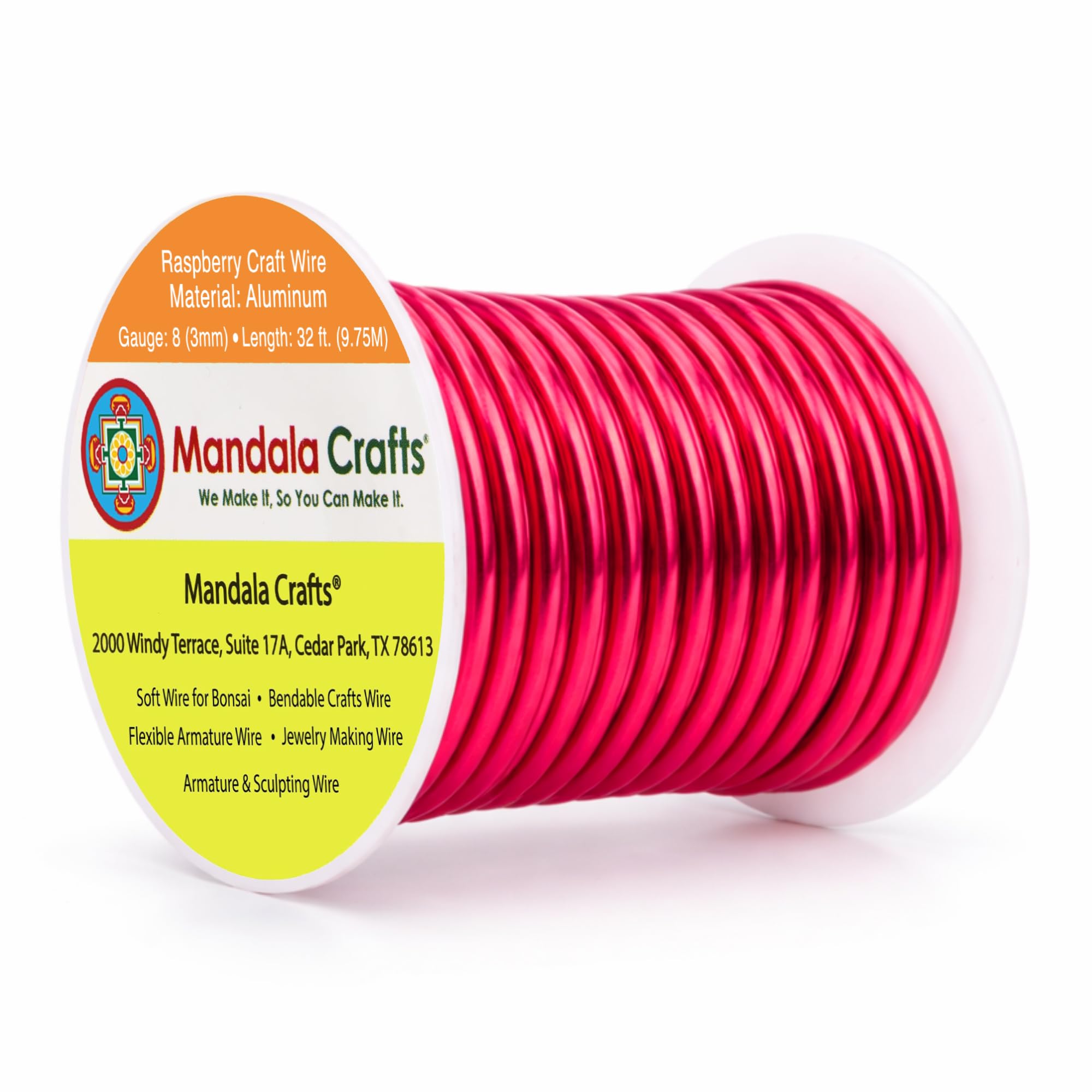 Mandala Crafts 8 Gauge Raspberry Anodized Aluminum Craft Wire, 32 FT