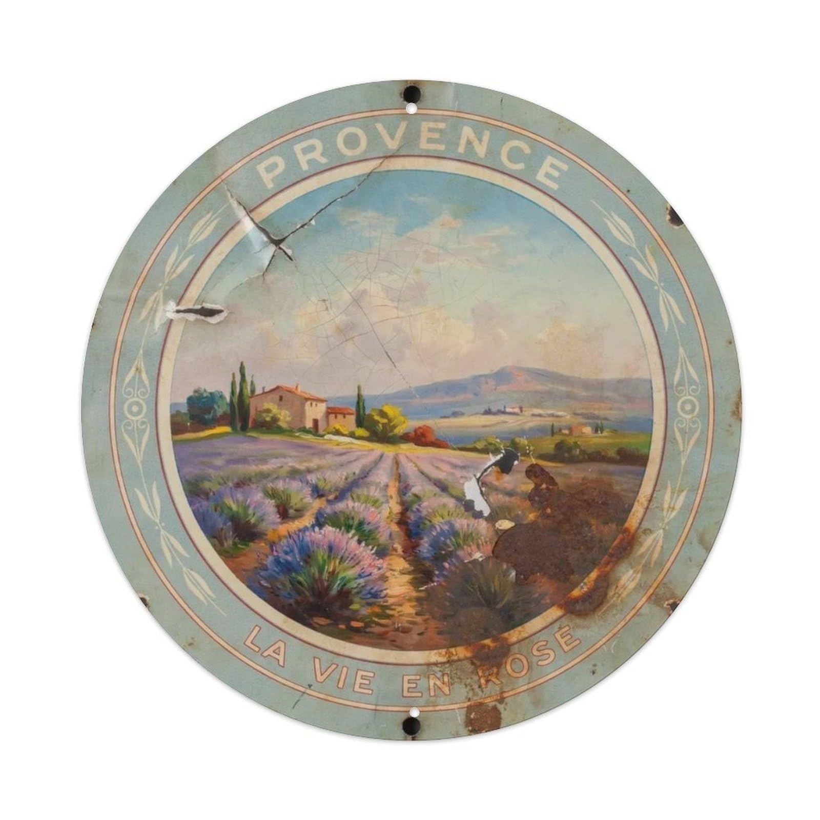French Oil Painting Style. Metal Tin Sign Plaque