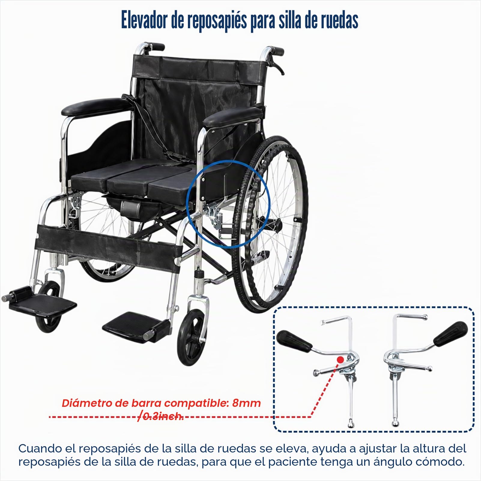 Reposapiés para silla de ruedas, elevador elevador, accesorios de repuesto para la mayoría de sillas de ruedas manuales, 2 unidades
