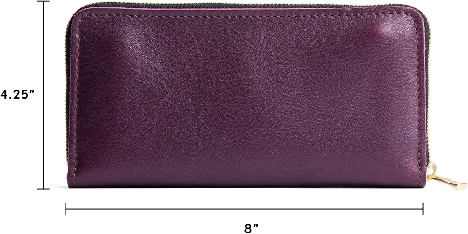 Portland Leather Goods Women's Accordion Zip Wallet – Handcrafted in Durable, Full-Grain Leather – 8 Card Slots & Secure Zippered Pocket – Plum - Image 2