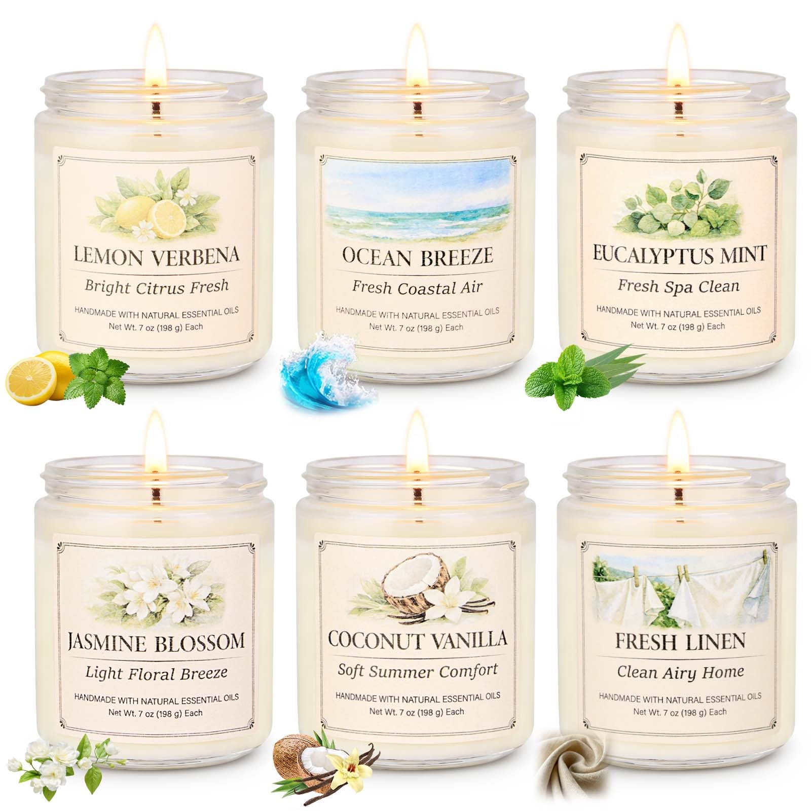 Amazon.com: Scented Candle Gift Set, 6 Pack 7oz Natural Soy Wax