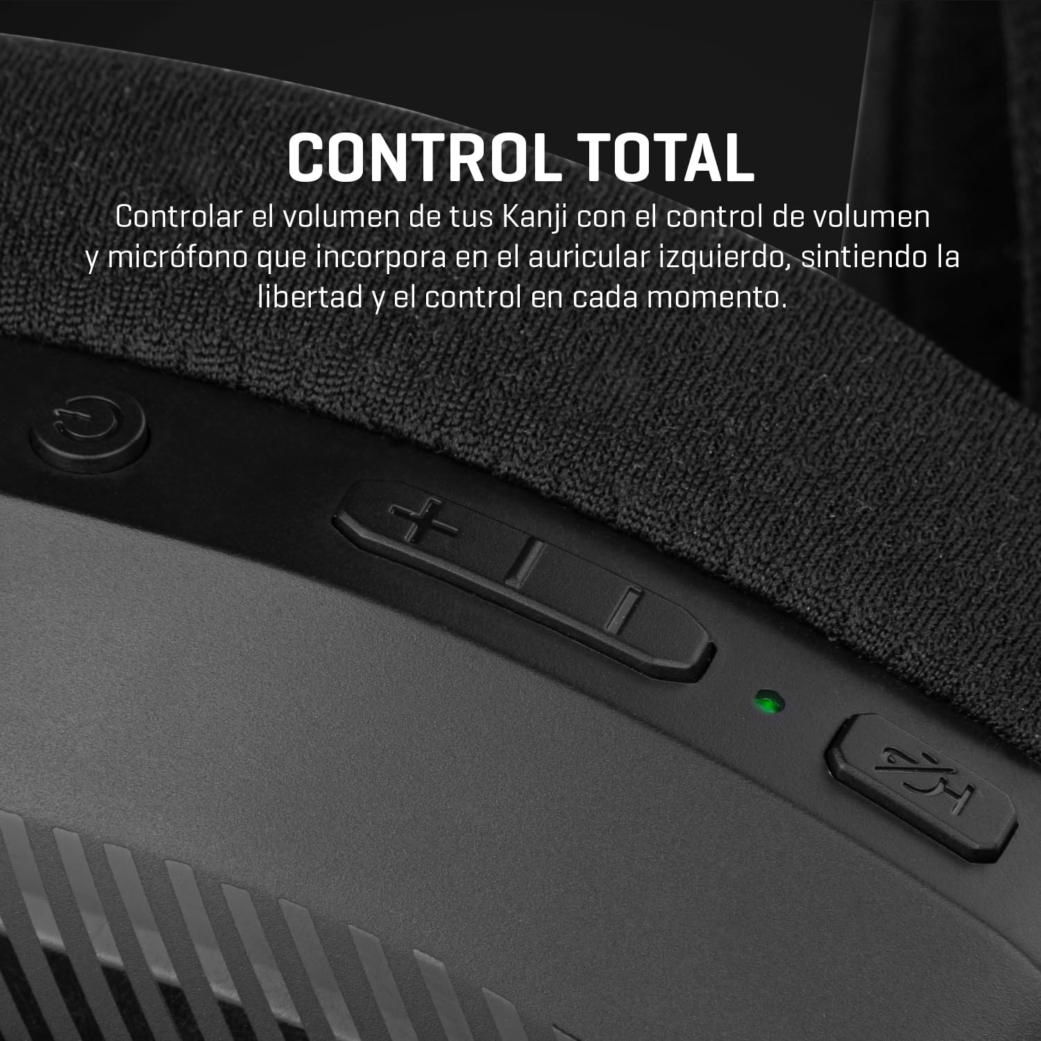KROM KANJI – Auriculares Gaming Inalámbricos con Conexión Bluetooth 5.3, 2.4 GHz y USB, Drivers 40 mm, Micrófono Omnidireccional, Control Volumen, Mute en Auricular, Diadema Ajustable y Ligera – Negro