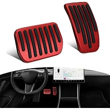 Car Foot Pedal Pad Replacement Alloy Frosted + Rubber Non-Slip Accelerator Brake Footrest Pedal Extender Pedal Cover Accessories for 23 Tesla Model 3/Y Red