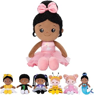 OUOZZZ 13" Soft Baby Doll for Girls&Boys - First Baby Doll African American Rag Doll Sleeping Cuddle Buddy Doll Plush Ballerina Toy for Kids
