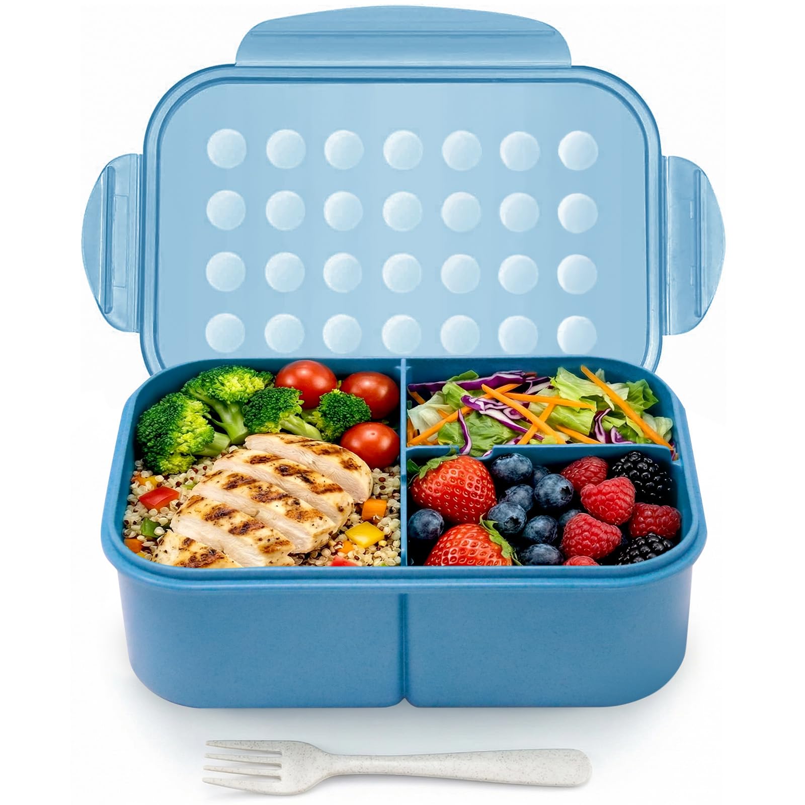 MISS BIG® Large Bento Lunch Box, 1900ml, 3 Compartments, Nile Blue