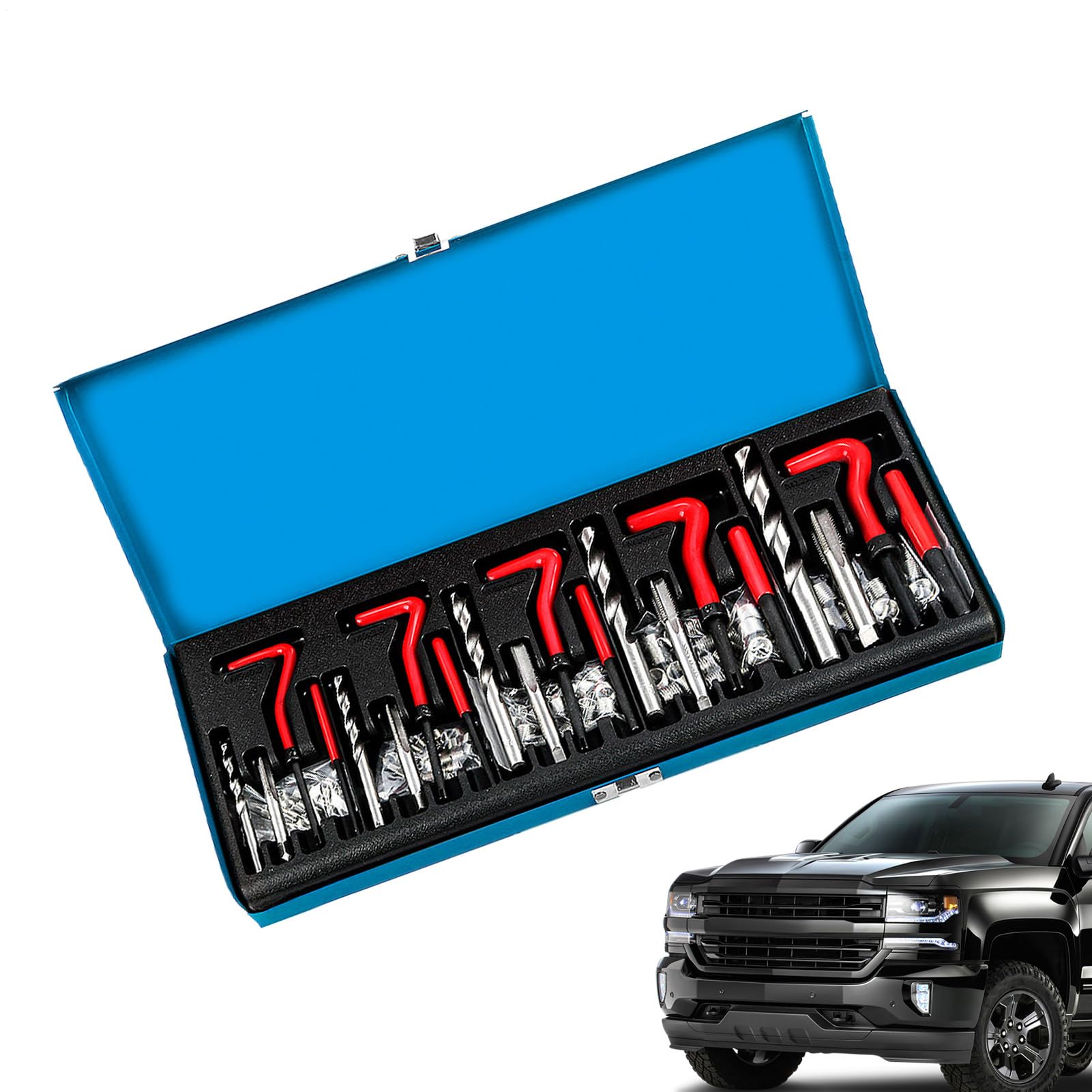 Attrezzi per riparazione piccoli motori Gadget Manutenzione Filetti | Kit di Attrezzi per Motori Auto con Inserti a per Punte da Trapano Per camion, veicolo, trattore, rimorchio, SUV