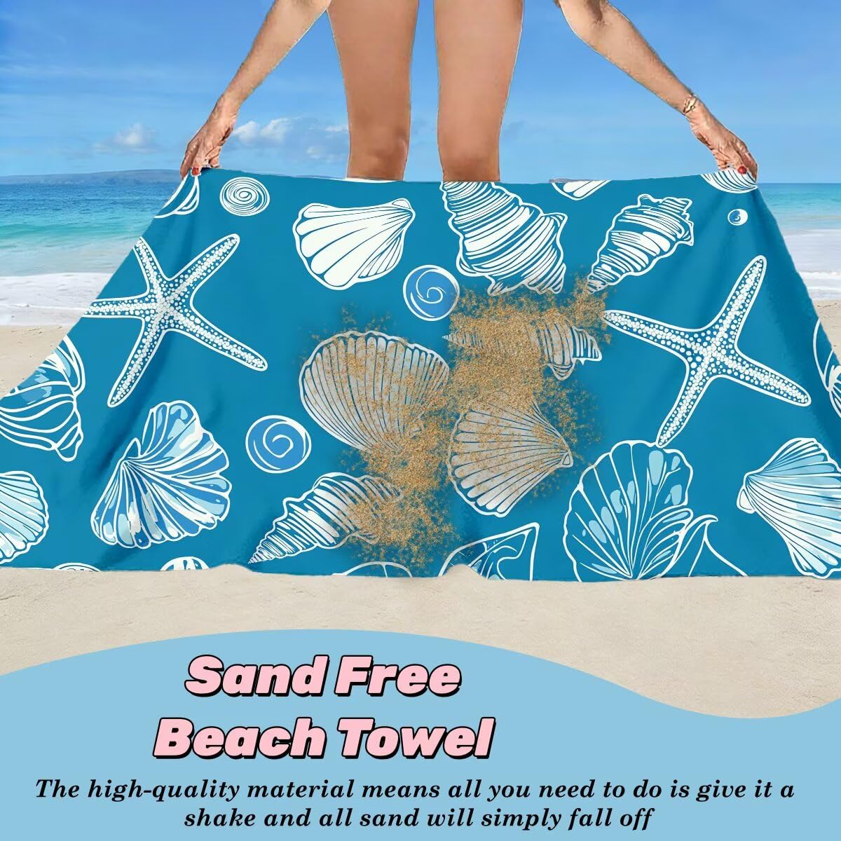 Toalla Playa 80x160 cm, Toalla Gimnasio Microfibra Secado Rapido, Juego de 2 Antiarena Toallas de Playa, Ligera Compacta Toallas Microfibra Grande para Viaje, Regalo Hombre Regalo Mujer (Azul) -4735