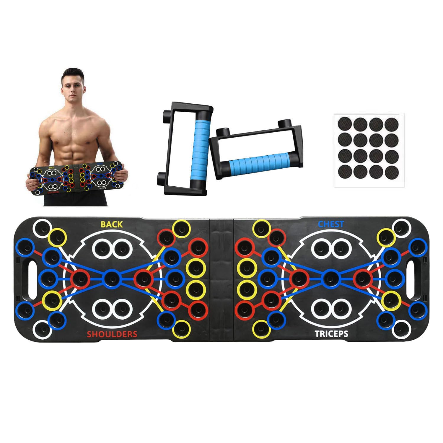 OasisgalorePush Up Board Versatile Home Gym Equipment Foldable Portable Color-Coded for Targeted Muscle Engagement Professional Strength Training