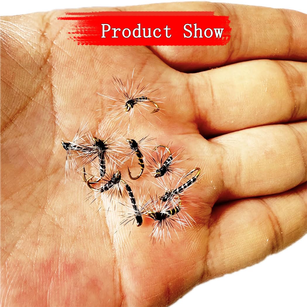20Pcs/Box Fliegenfischen Köder Griffith Midges Bass Lachs Forellen Fliegen Schwarz/Rot Künstliche Insekten Fischen Köder