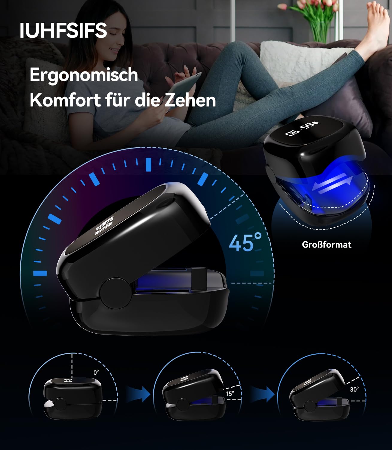Nagelpilz Lasergerä –Upgrade 2025 6 Licht-System Geeignet für Familien von 3-6 Personen Nagelpil Lase Gerät Für dicke & verfärbte Nägel(Black)