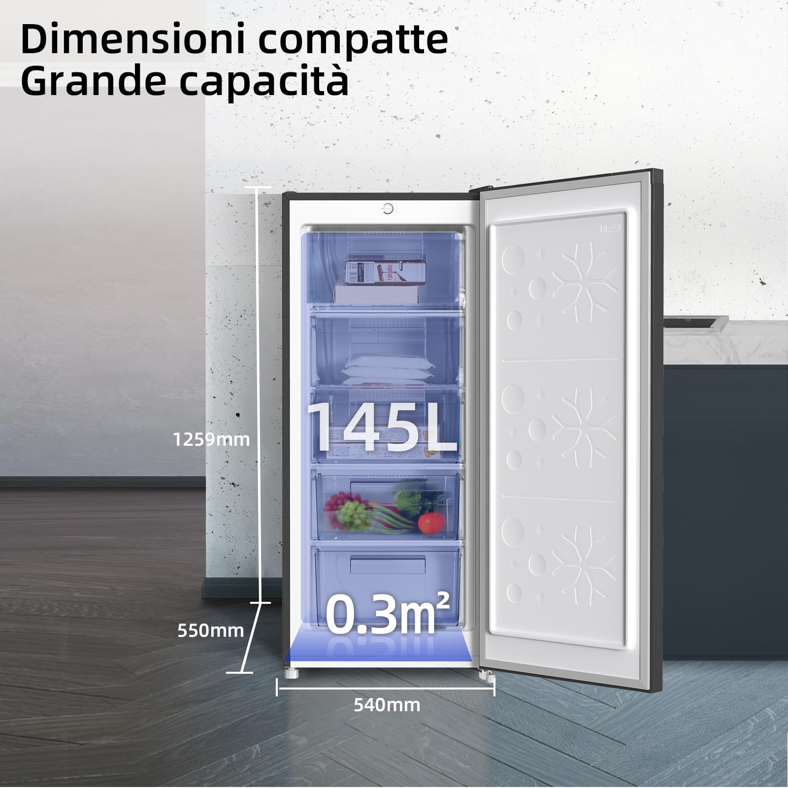 Congelatore Verticale CHiQ FSD160D4E 145 Litri - 5 Stelle - Dettaglio