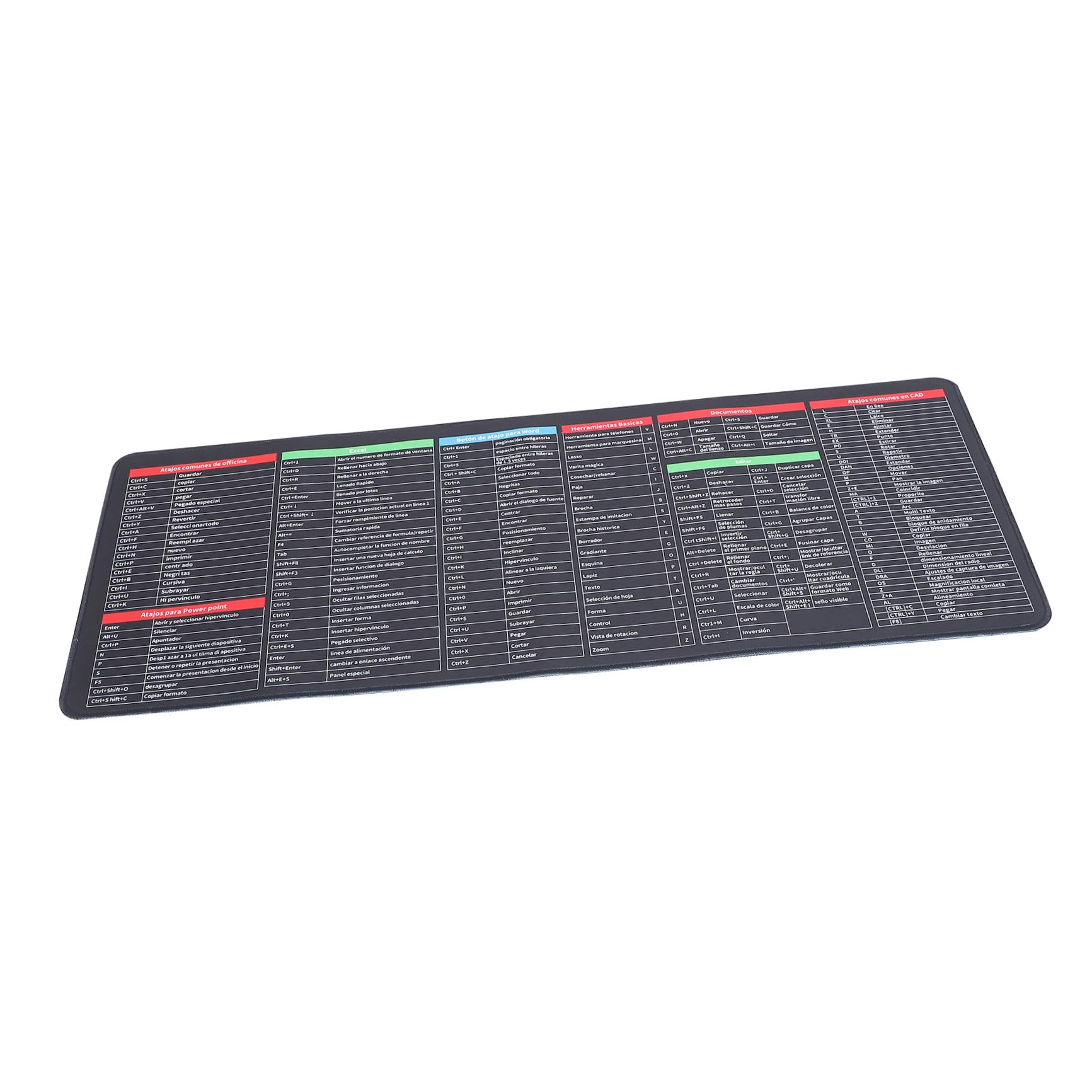 KICHOUSE Alfombrilla de Ratón Material de Goma y Tela para Escritorio Atajos de Excel Diseño Antideslizante y Multifuncional para Oficina y Trabajo