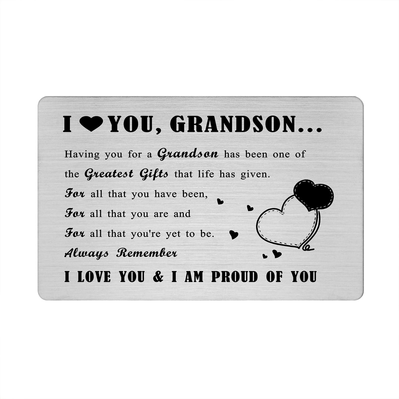 Richesele Gifts for Grandson from Nana & Grandad, Engraved Metal Wallet Card to My Grand Son
