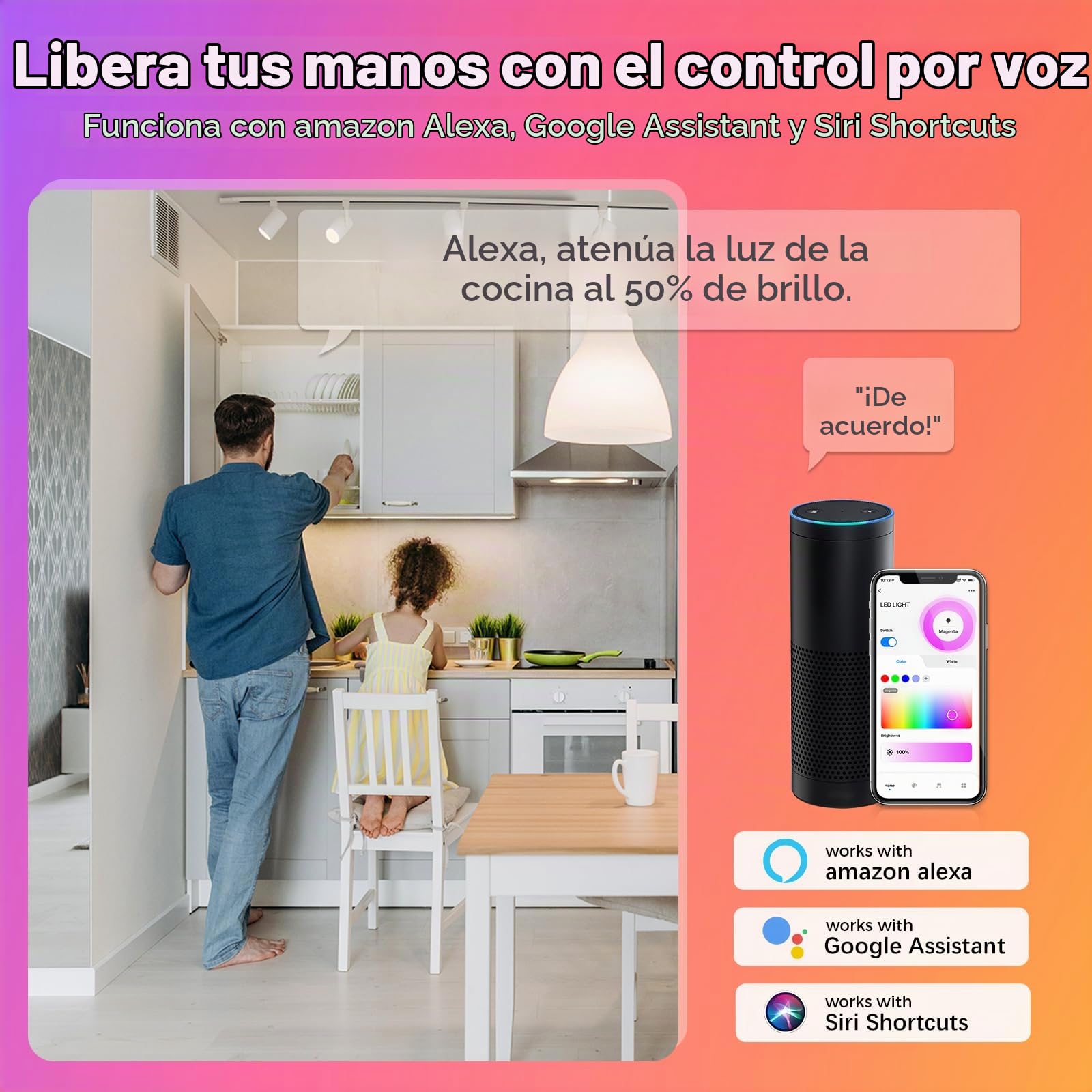 DiCUNO Bombilla LED Inteligente WiFi GU5.3, 5W Equiv. 40W, RGBCW, Pack de 4 | Regulable multicolor 2700K-6500K, 320lm, MR16 Smart LED Compatible con Alexa/Google Home, No se Requiere Concentrador