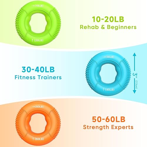 Miniatura 15 de FitBeast Grip Strength Trainer, Finger Exerciser, Stress Balls for Adults 6-Piece Set, Hand Therapy for Strength, Recovery & Stress Relief, Forearm
