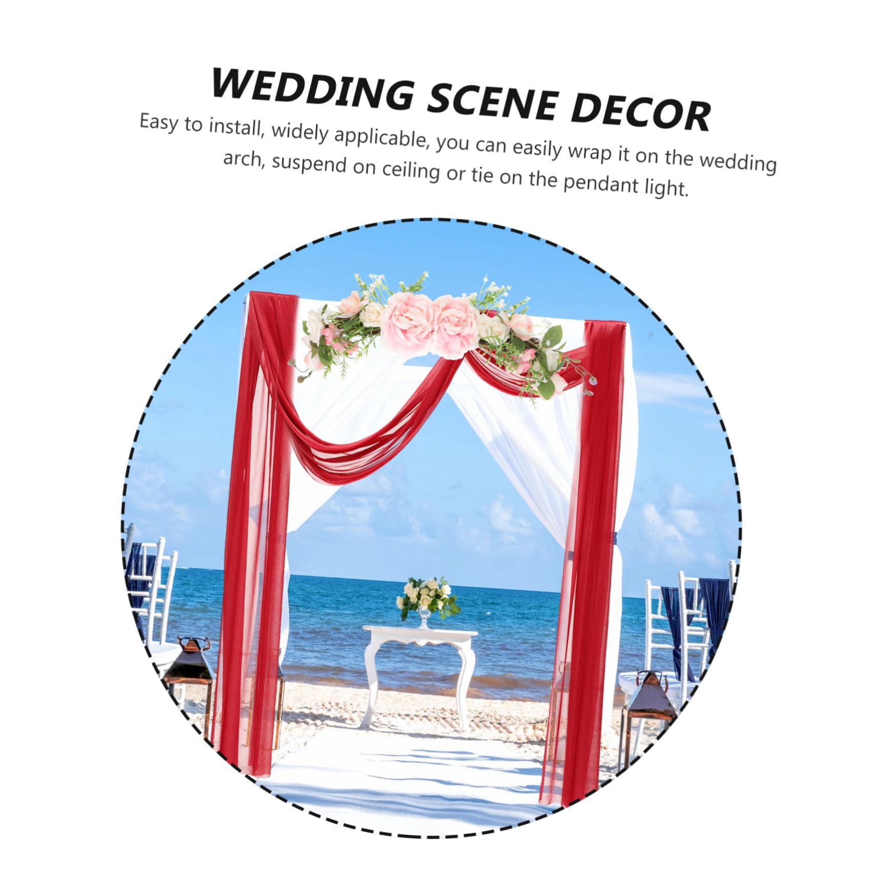 VICASKY 5 Stück Hochzeitsbogen Vorhang Weinrot Transparentes Weiches Stoff für Hochzeit Party und Feier Reusable Arch Drapes mit Elegantem Leichtem Chiffon Hintergrund