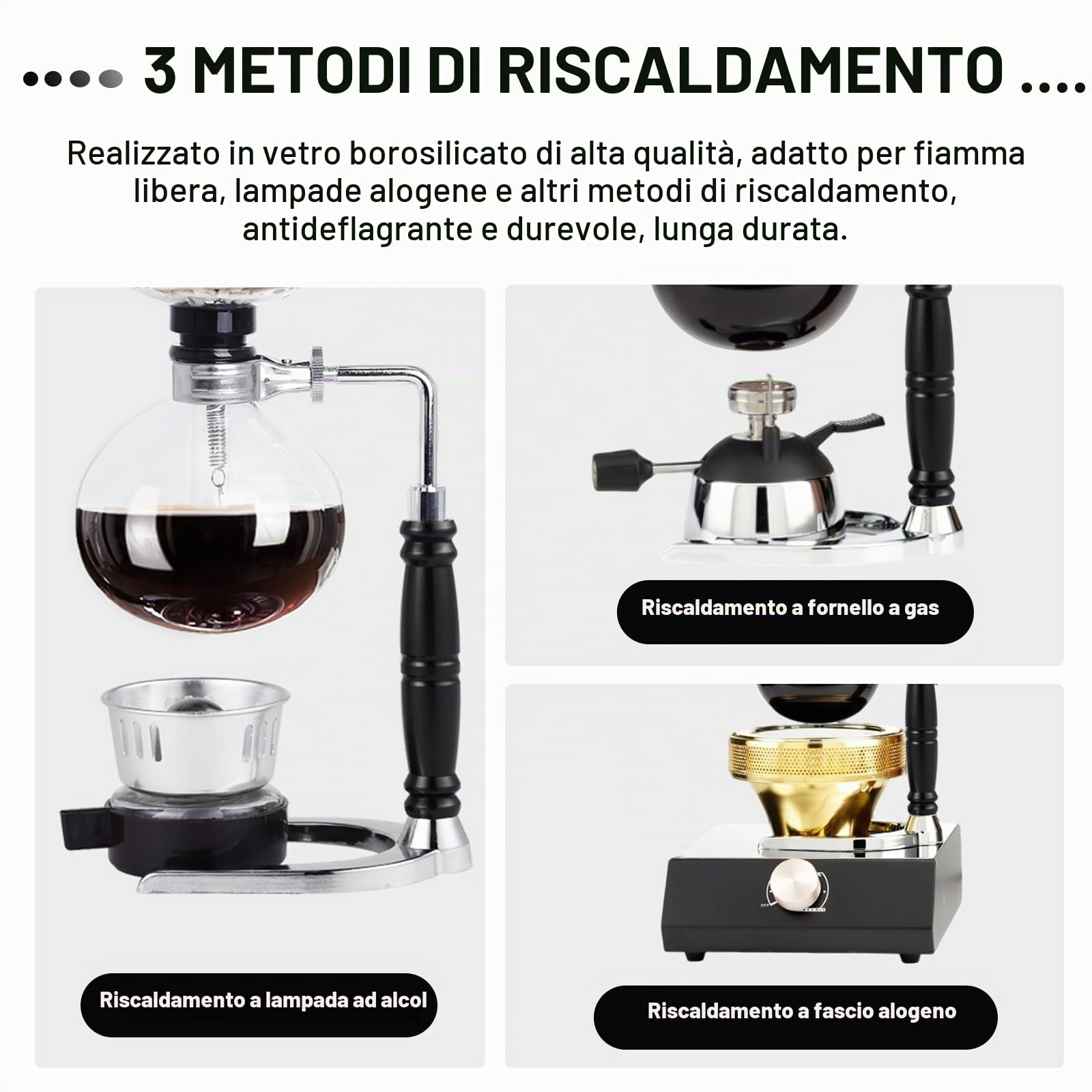 YUCHENGTECH Caffettiera a Sifone,Vetro,5 Tazza (600ml)