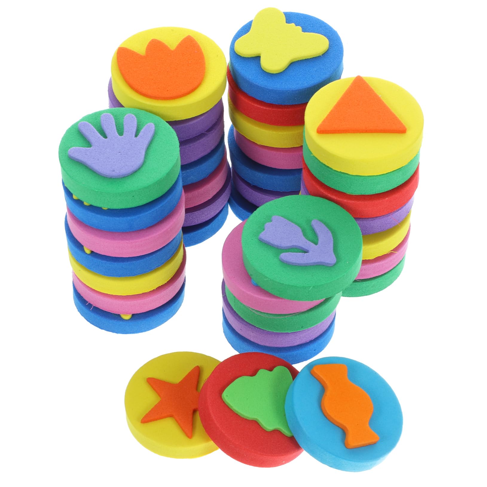 SEWACC 36pcs Painting Sponge Seal Paint Sponges Craft Kits Craft Stamps Foam Stamps Foam Shapes