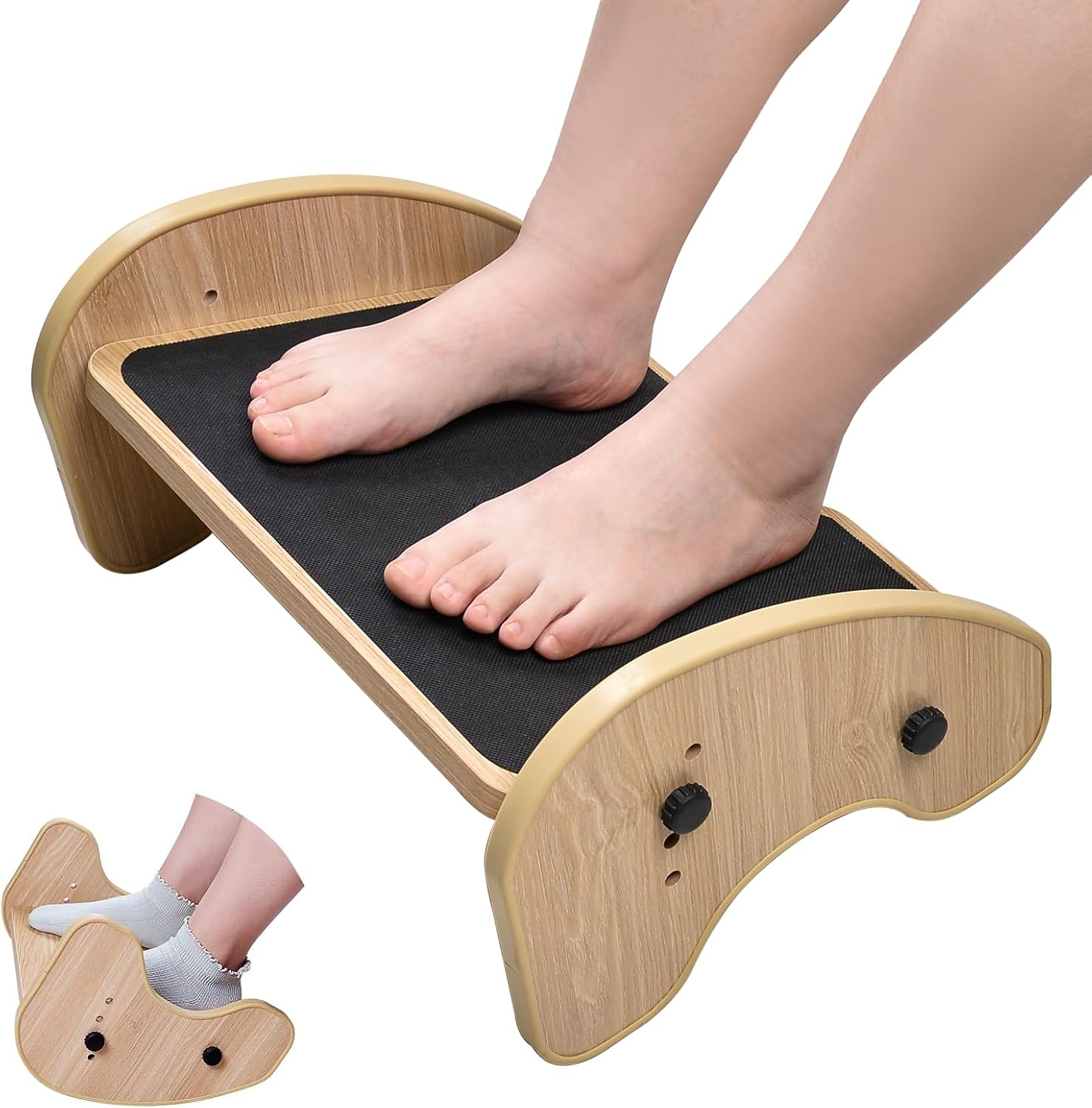 Scalebeard Foot Rest Under Desk,Wood Footrest for Under