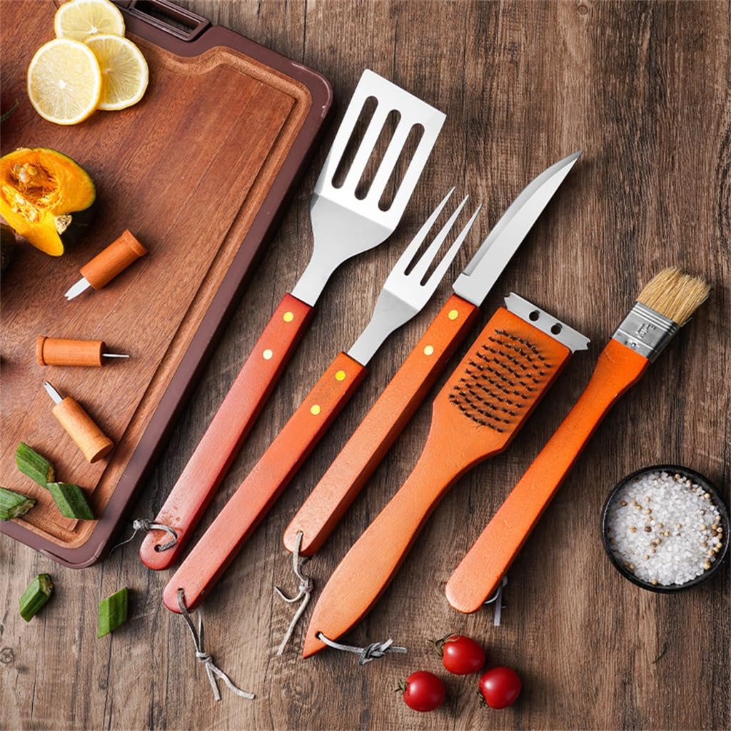 18-teiliges Grillbesteck- und Werkzeugset für den Außenbereich, komplettes Grillbesteck-Set