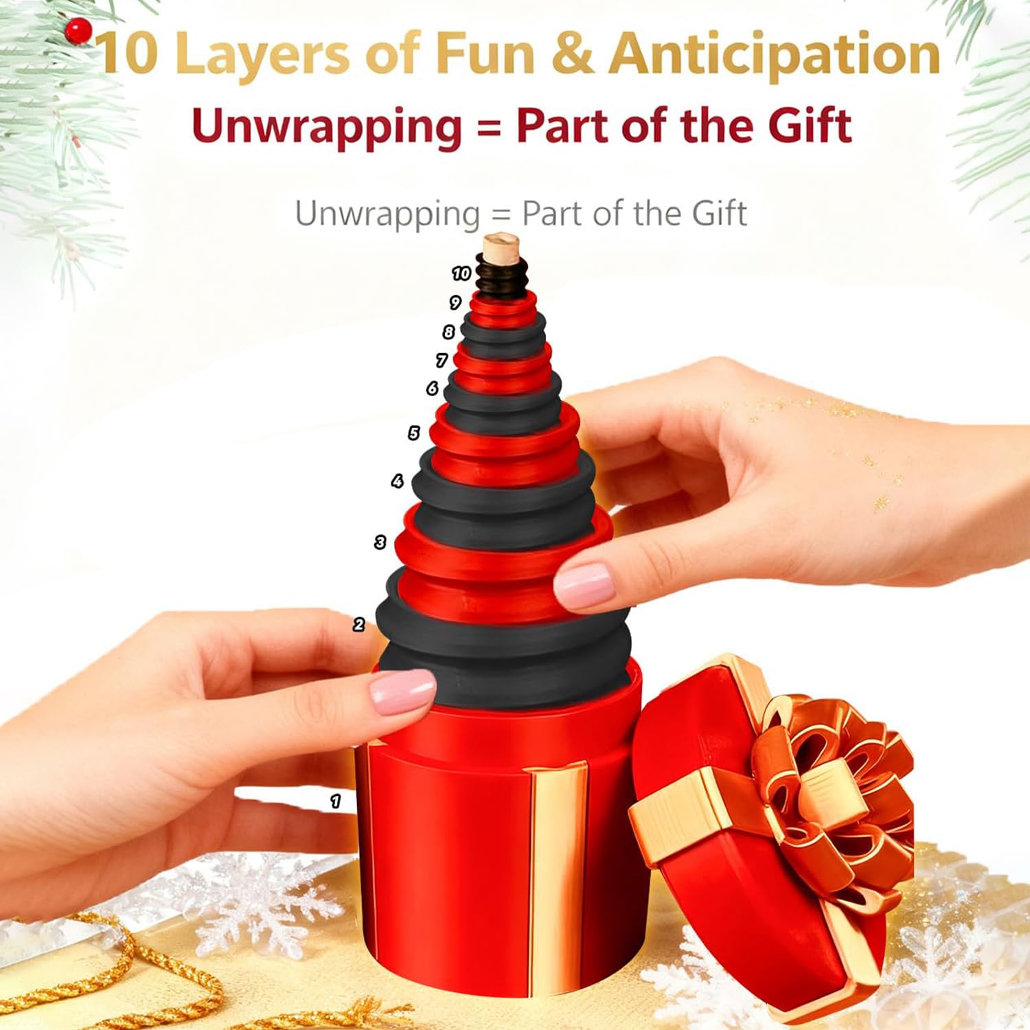 UKM Annoying - Caja de regalo de tornillo anidado, reutilizable, divertida caja de regalo para Navidad, elefante blanco y cumpleaños, para dinero en efectivo y tarjetas de regalo (rojo)